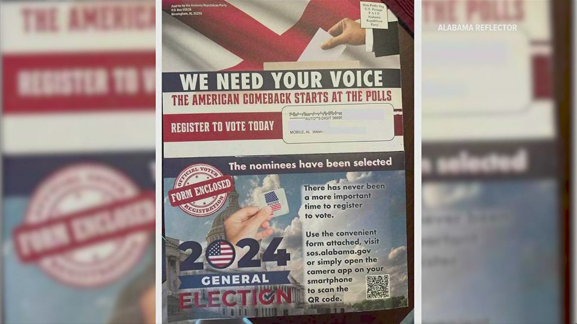 The political mailers contain conservative messaging asking residents to “stand against the woke agenda destroying America.”