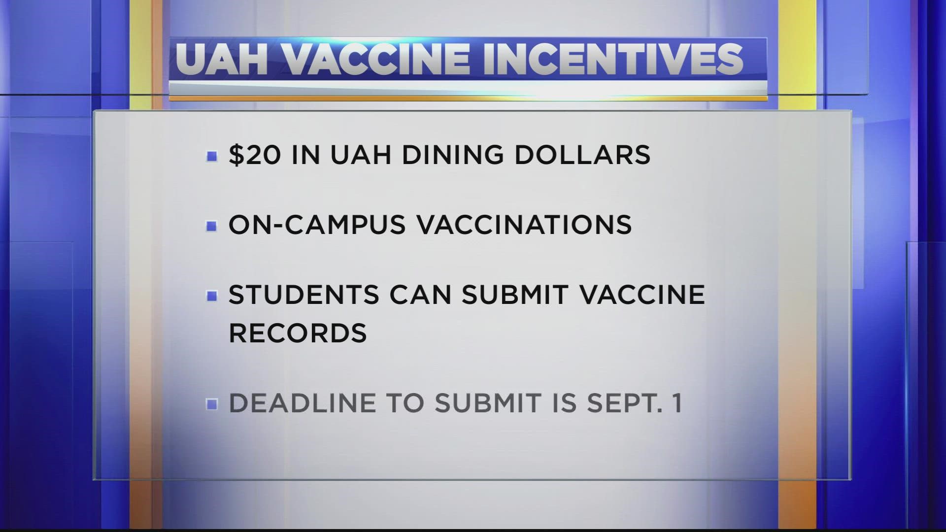 UAH is encouraging all students to get vaccinated against COVID.