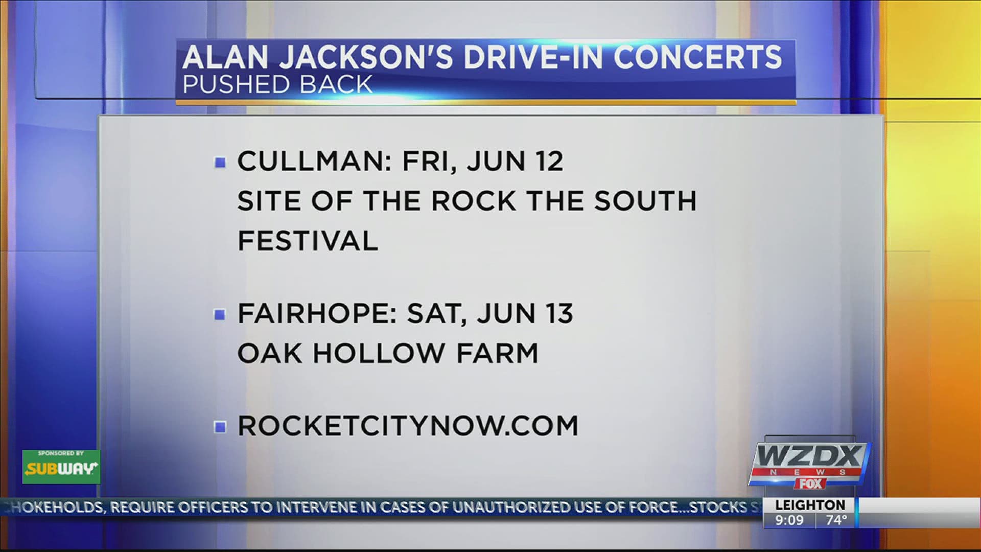 The Rock the South Drive-in concerts in Cullman and Fairhope will be on June 12 and 13.
