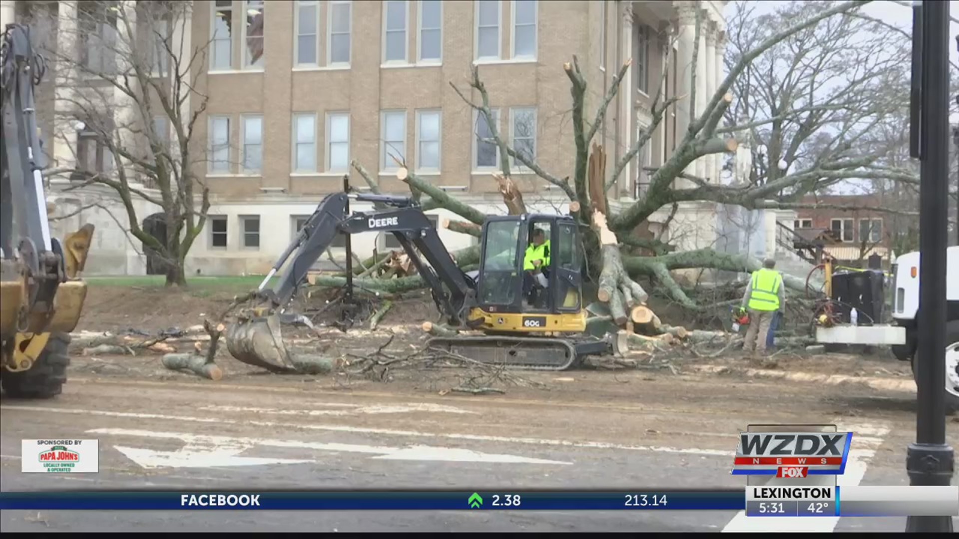 The storm that rolled through Athens knocked down about 10 trees in the city, but the big oak tree stands out among them all. If you got close to the Limestone County Courthouse on Thursday, there's no doubt you saw crews removing the big oak tree that stood in front of the building.