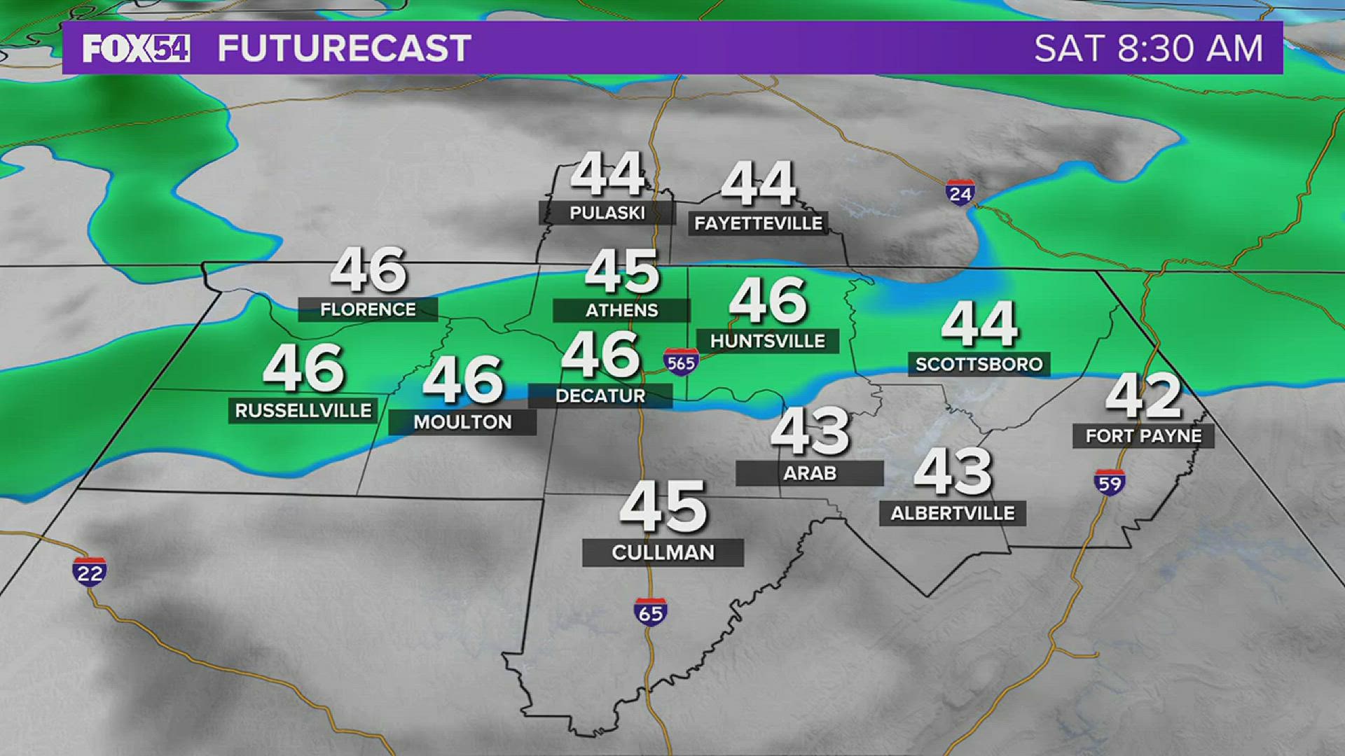 Weekend futurecast brings rain and snow to the Tennessee Valley