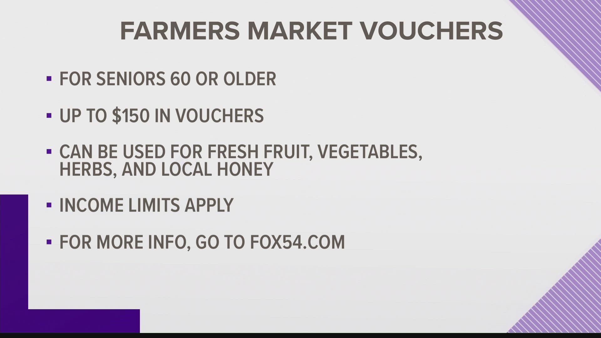 Seniors who need fresh fruits and veggies can apply for vouchers that can be spent at Farmers Markets.