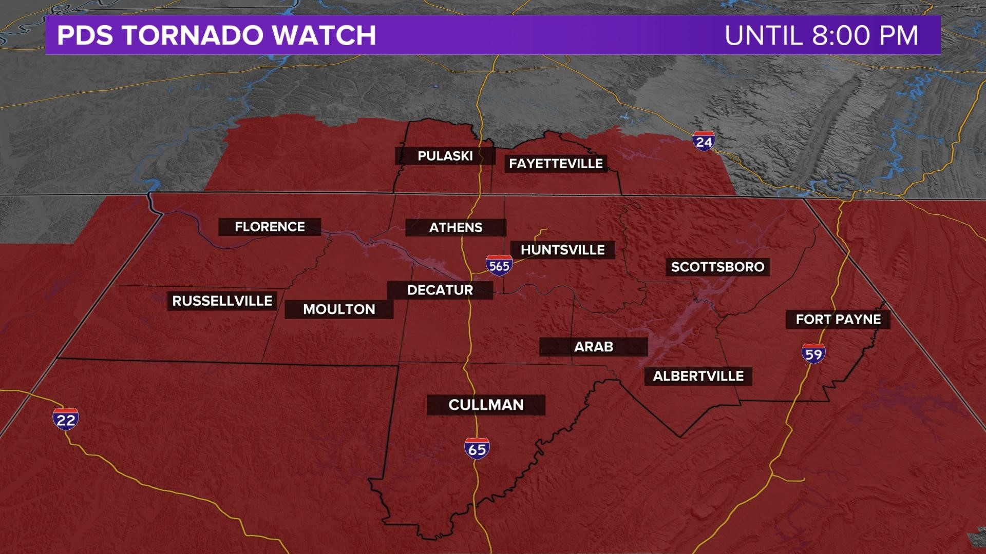 PDS Tornado Watch Until 8:00 PM | Rocketcitynow.com