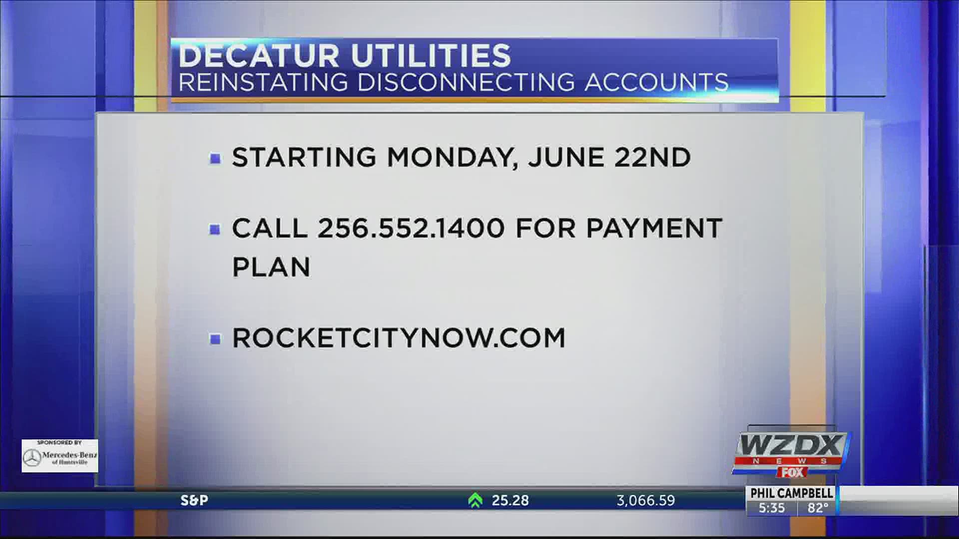 With Decatur Utilities' lobby opening, officials caution DU will also resume disconnecting service for past due bills in mid-June.