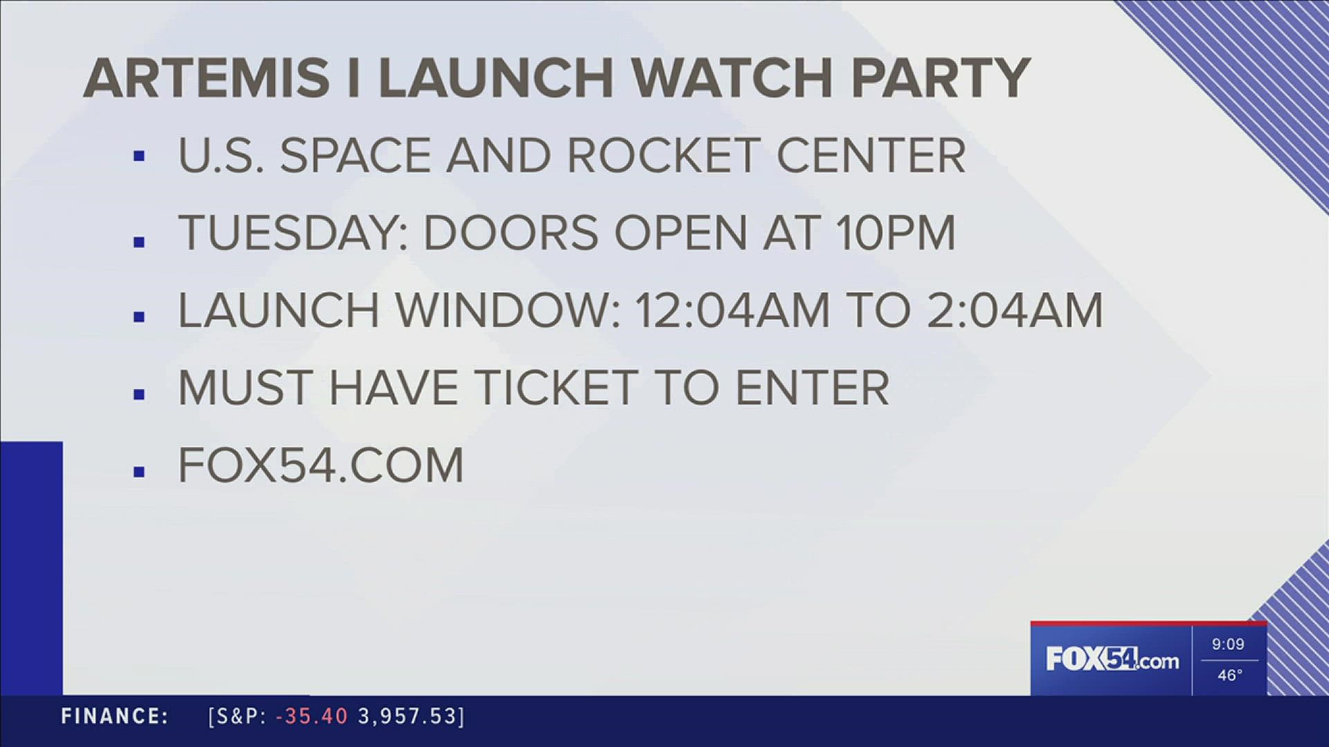 If you're interested in watching, the U.S. Space & Rocket Center is holding a launch party. Doors open Tuesday evening at ten. You must have a ticket, and it's FREE!
