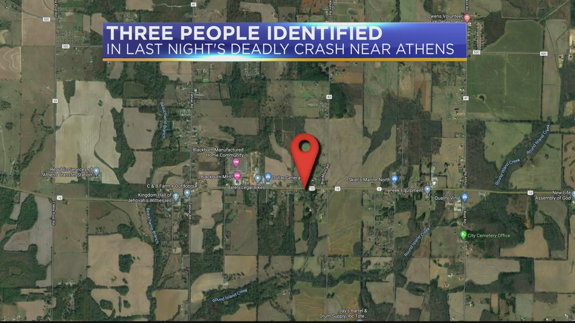 We now know the names of the three people killed in a crash in Limestone County last night.