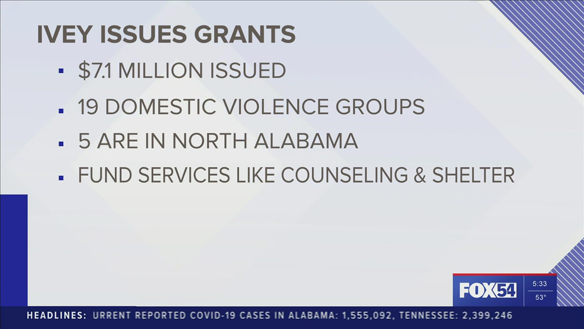 The grants total roughly $7M dollars to 19 organizations across the state. Five of those organizations are in North Alabama.