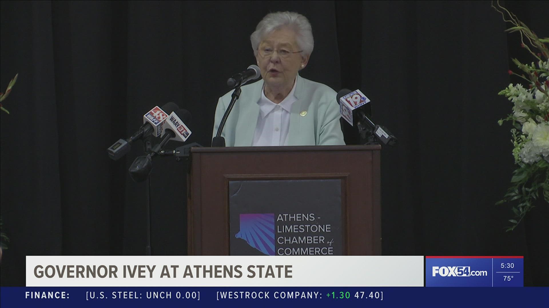 Governor Kay Ivey was at Athens State today as keynote speaker at Athens Limestone Chamber of Commerce luncheon.