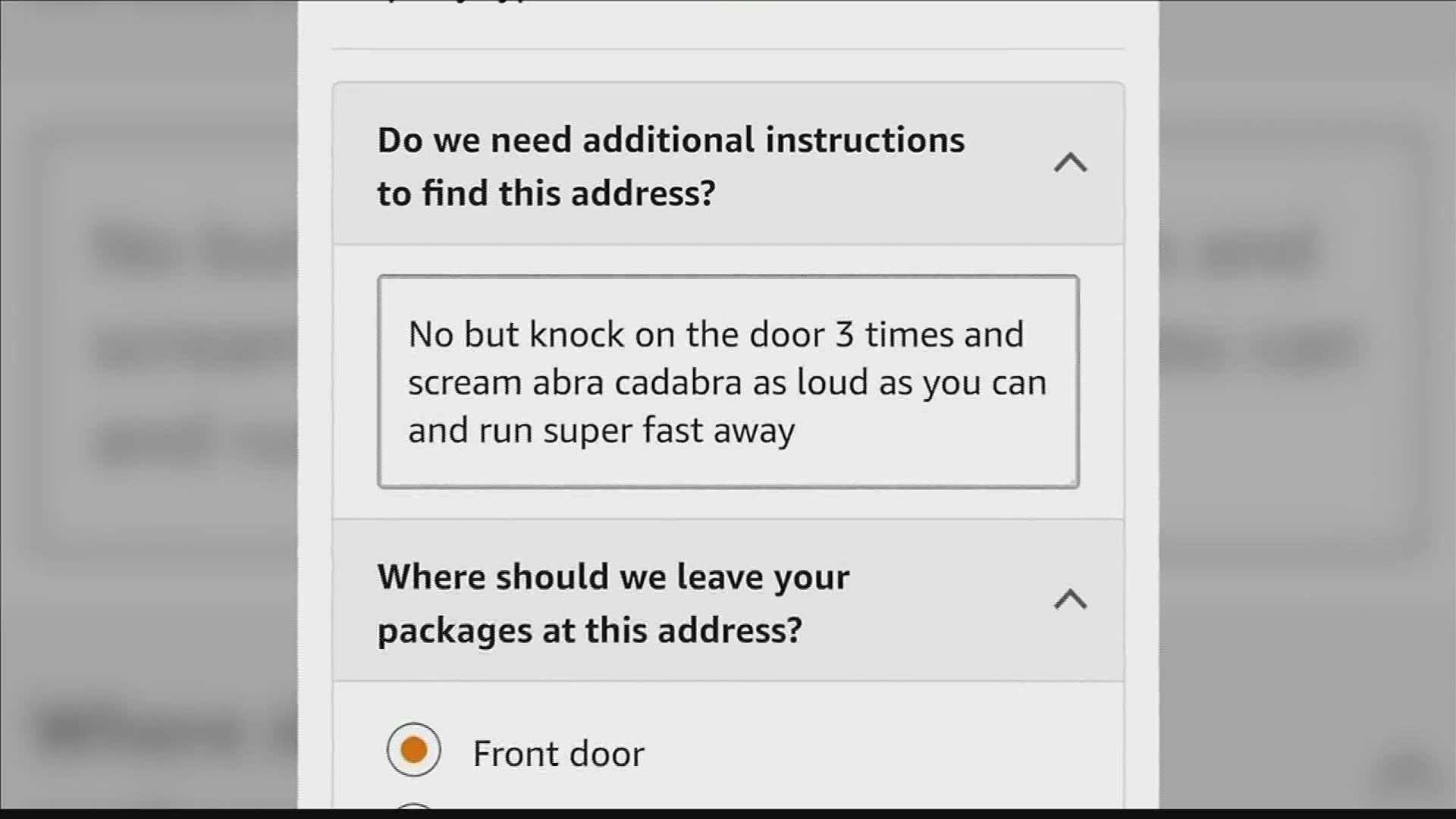 amazon delivery instructions safe place