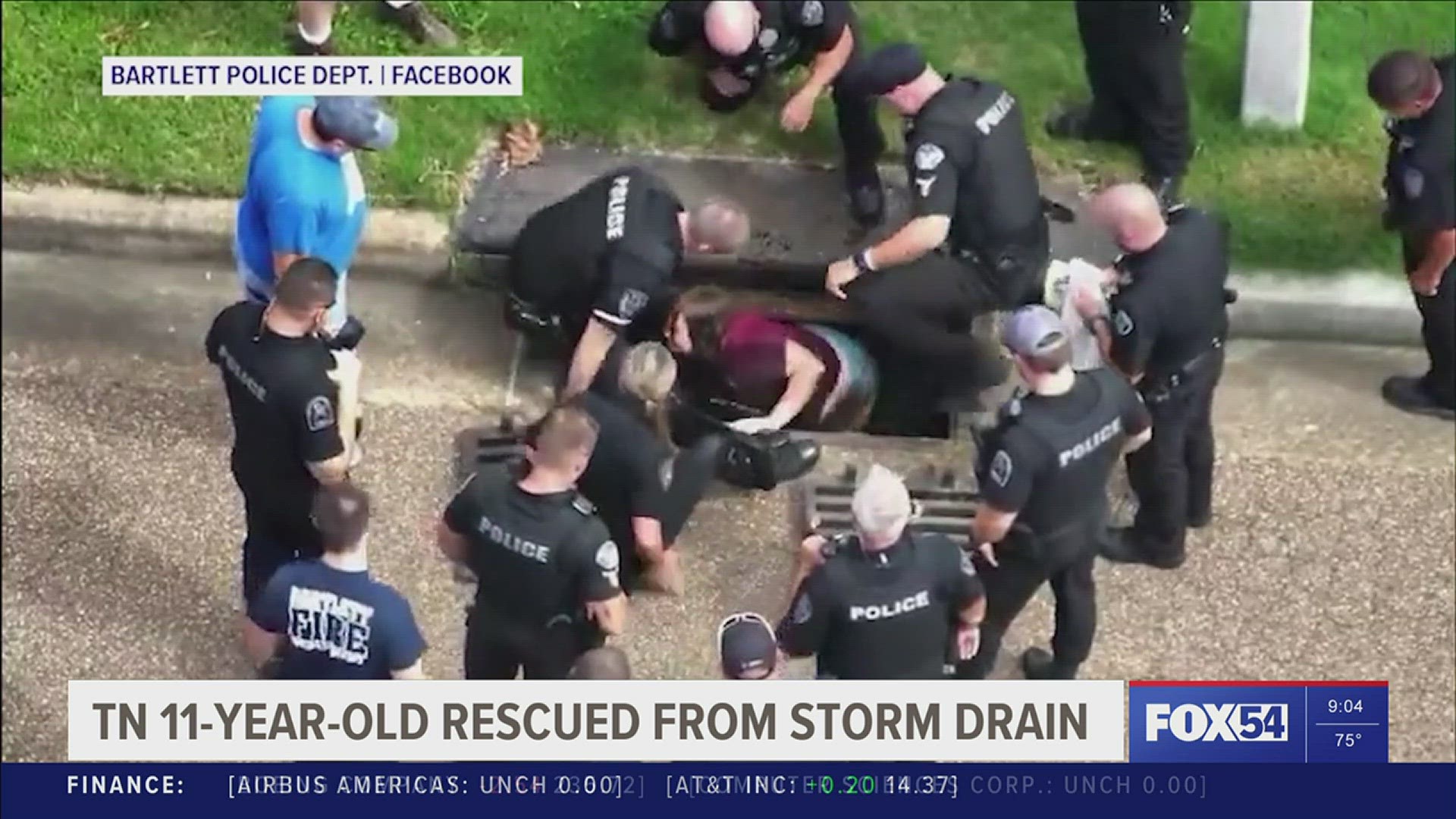 The 11-year-old was reported missing earlier in the day and was discovered by police stuck in a storm drain.