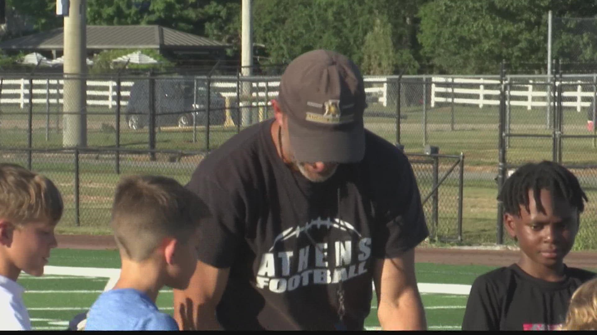 Cody Gross and his staff hosted their annual youth football camp today in Athens. The camp was open to football players in 1st-6th grade.