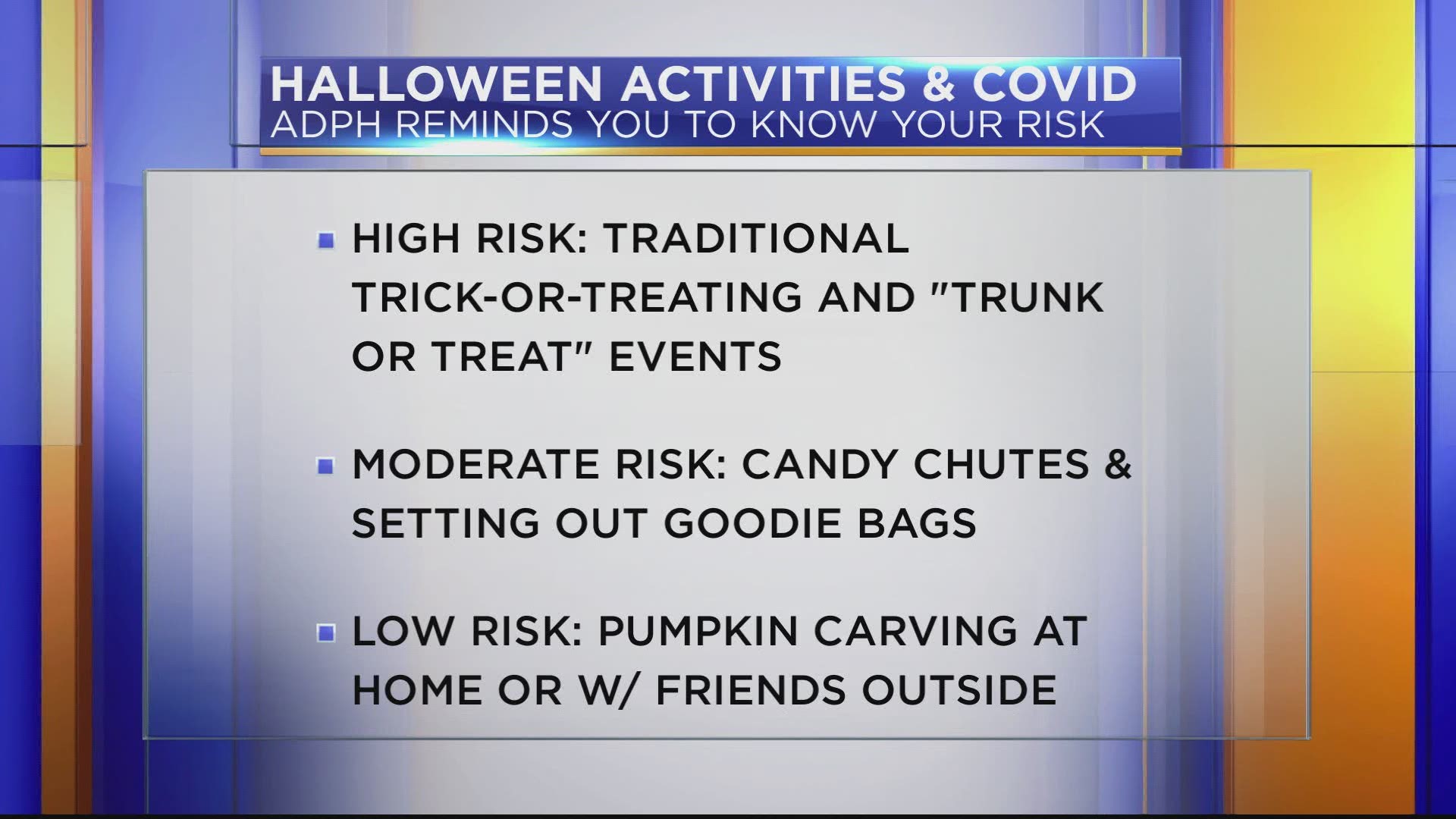 The Alabama Department of Public Health has released some advice on how to stay safe and healthy this Halloween.