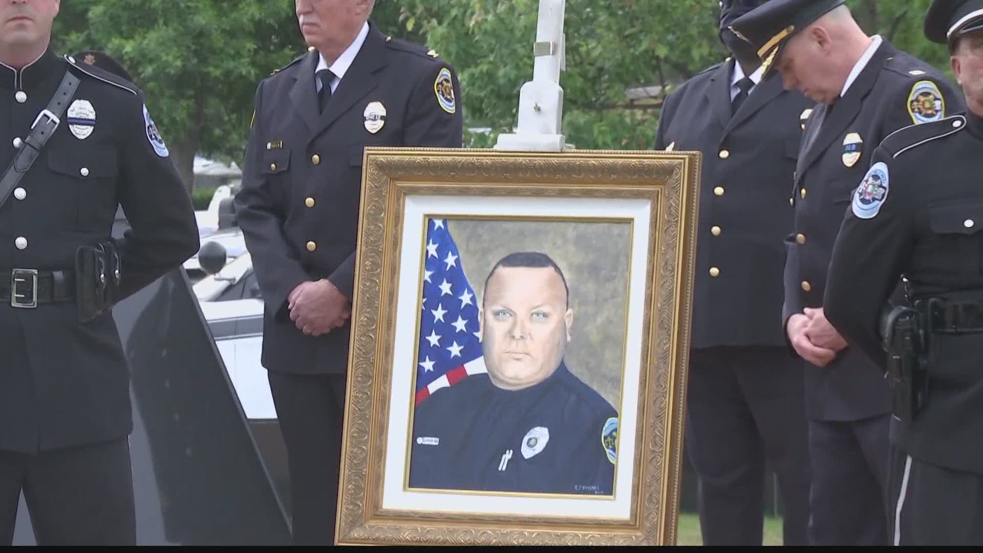 Local law enforcement and family came together for the reveal of fallen officer Billy Clardy III's commemorative brick at the Huntsville PD memorial.