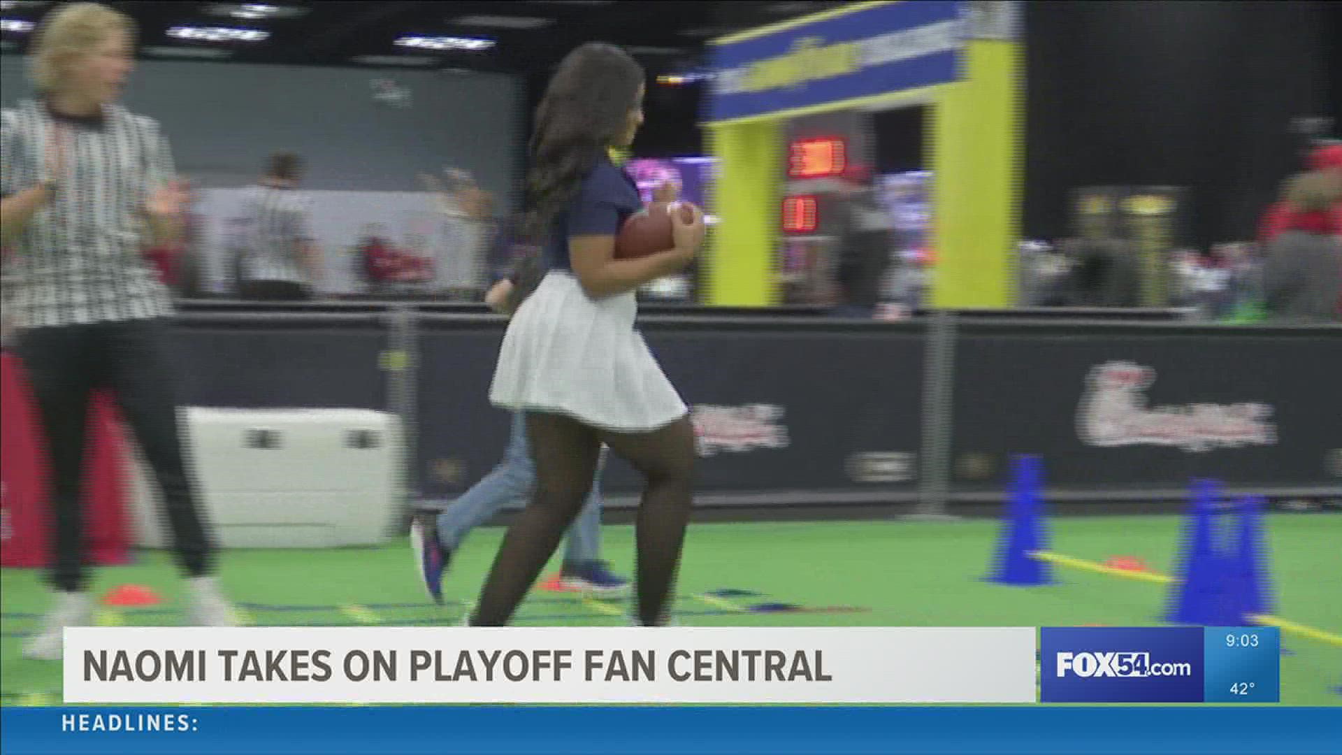 Naomi Grey takes on Fan Central in Indianapolis before the Alabama/Georgia National Championship Game.