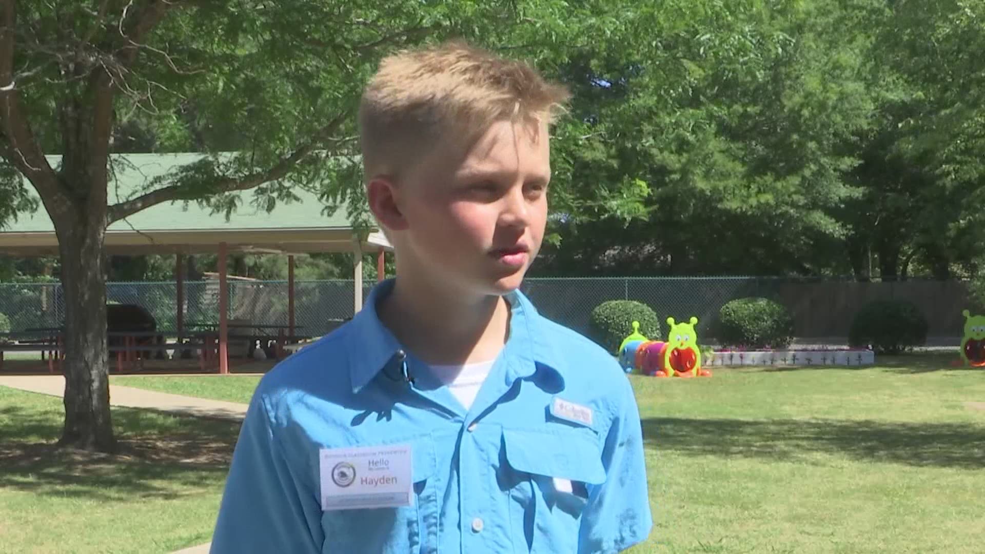 Fifth grader Hayden Smith shares why he likes the Outdoor Classroom at Rainbow Elementary School and why he's excited about the school's time capsule.