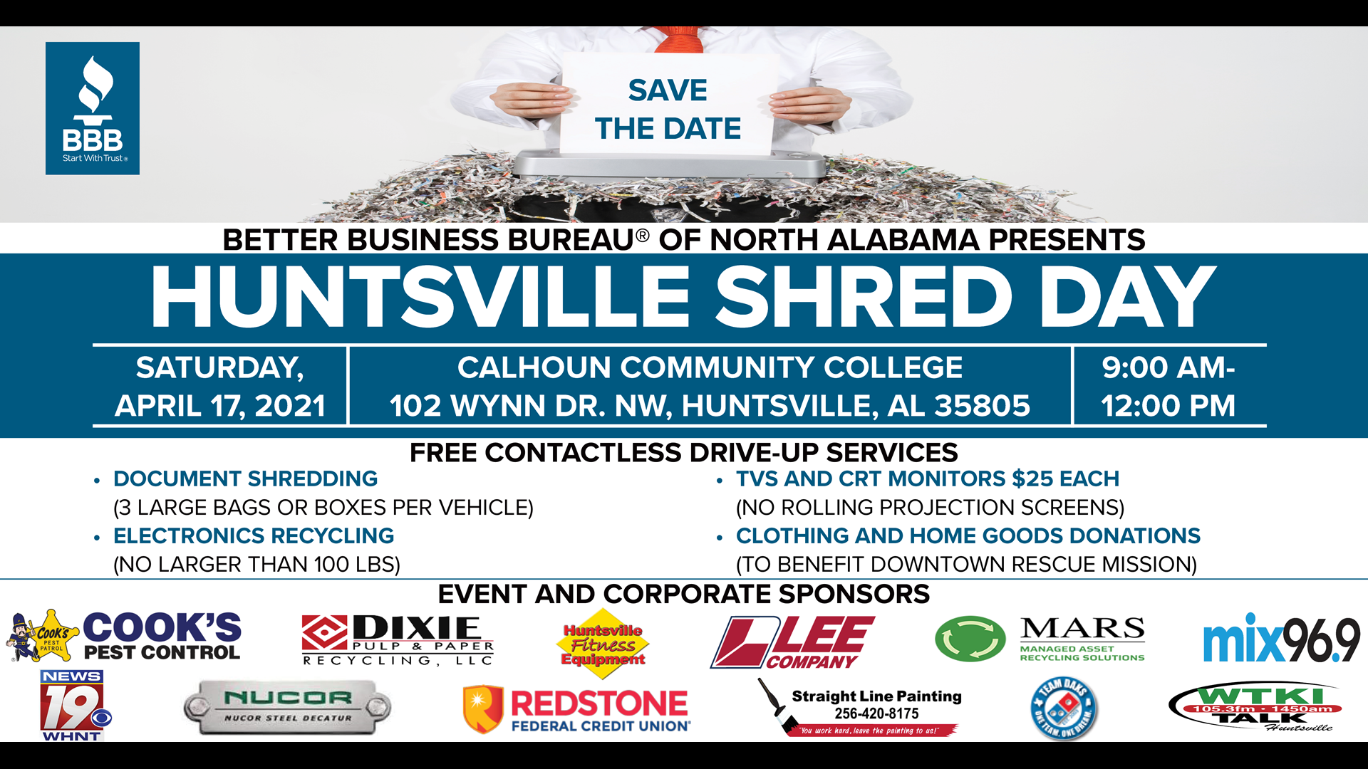 BBB of North Alabama hosting a Shred Day on Saturday, April 17