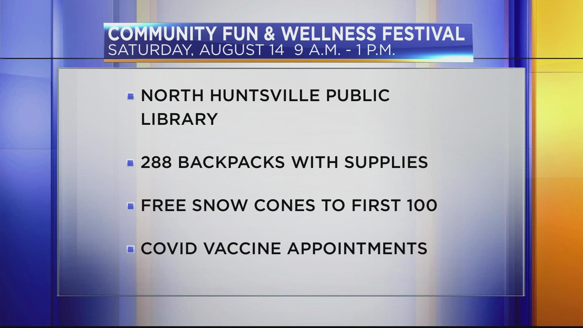 The festival is Saturday, August 14 at the North Huntsville Public Library, 9 a.m. - 1 p.m.