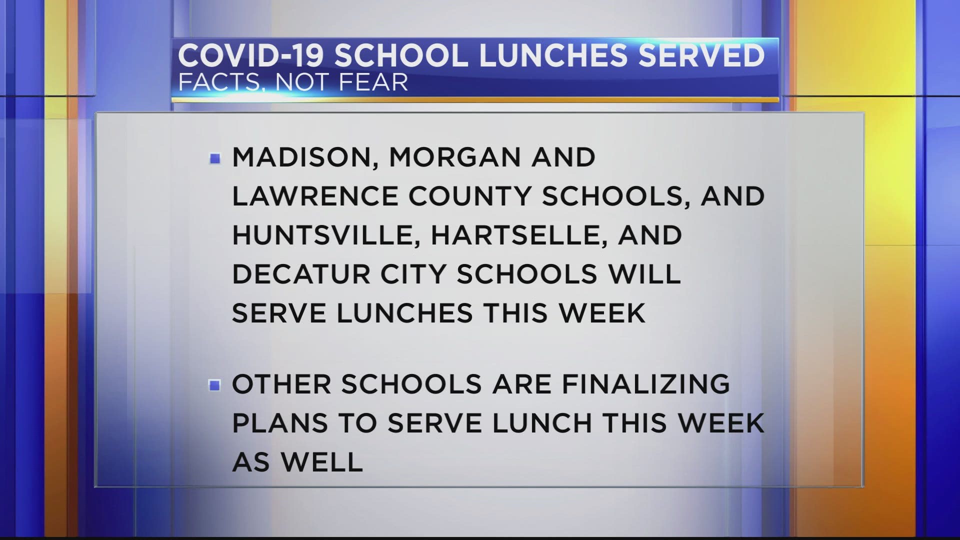 Several school systems here in the Tennessee Valley will still be offering meals for their students.