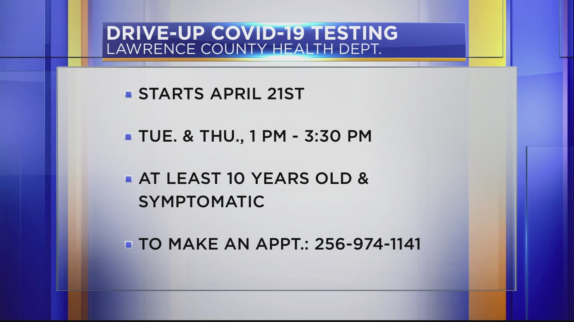 Drive-up site will be available starting Tuesday, April 21.