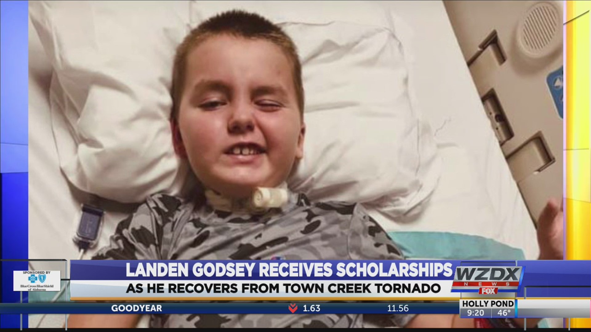 The young boy who was injured in the December tornado in Town Creek got a big delivery this week. He was given scholarship letters from Wallace State and the University of Alabama system.