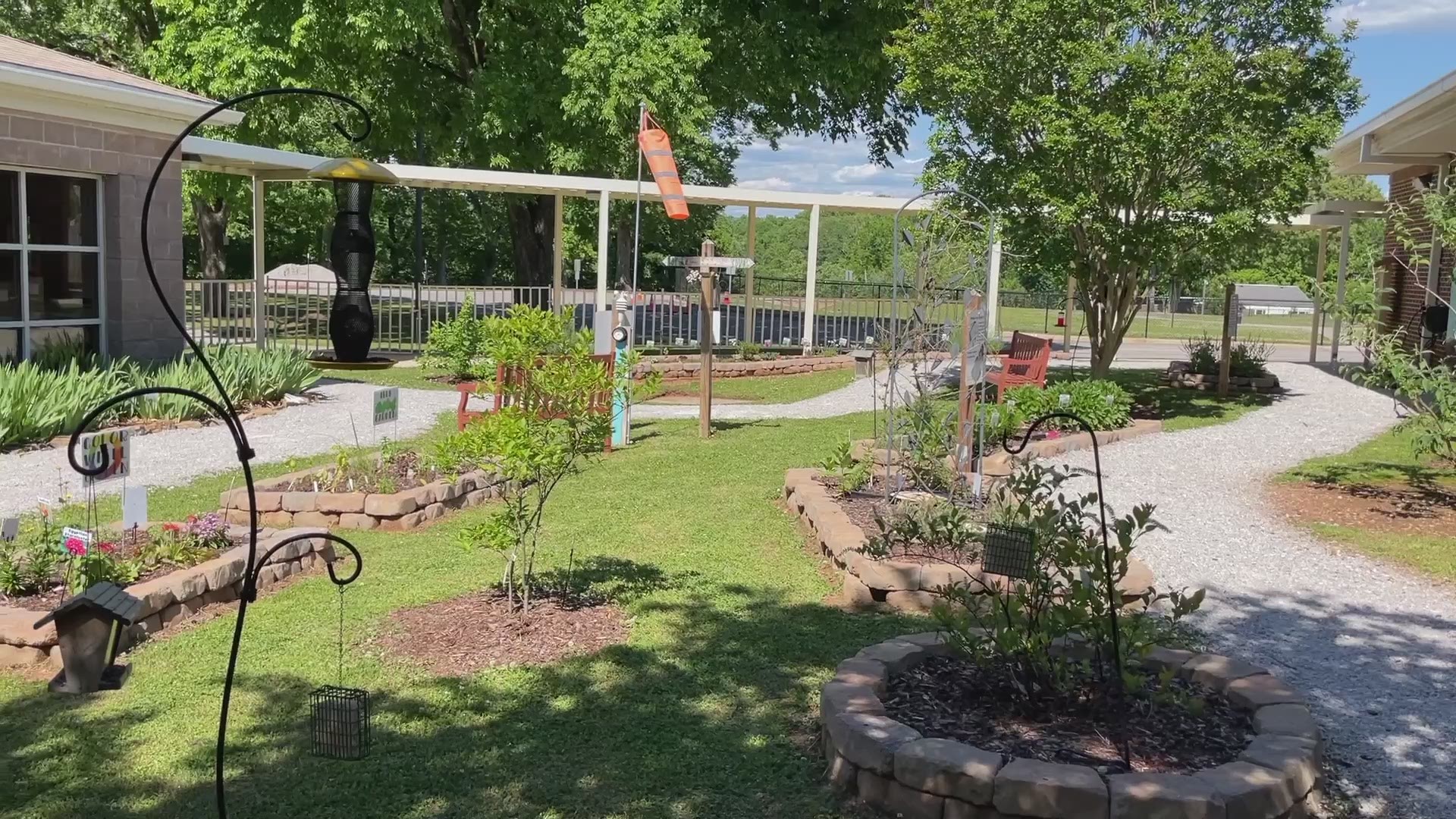 Riverton Elementary School's Outdoor Classroom features gardens, bird feeders, and even a tortoise.