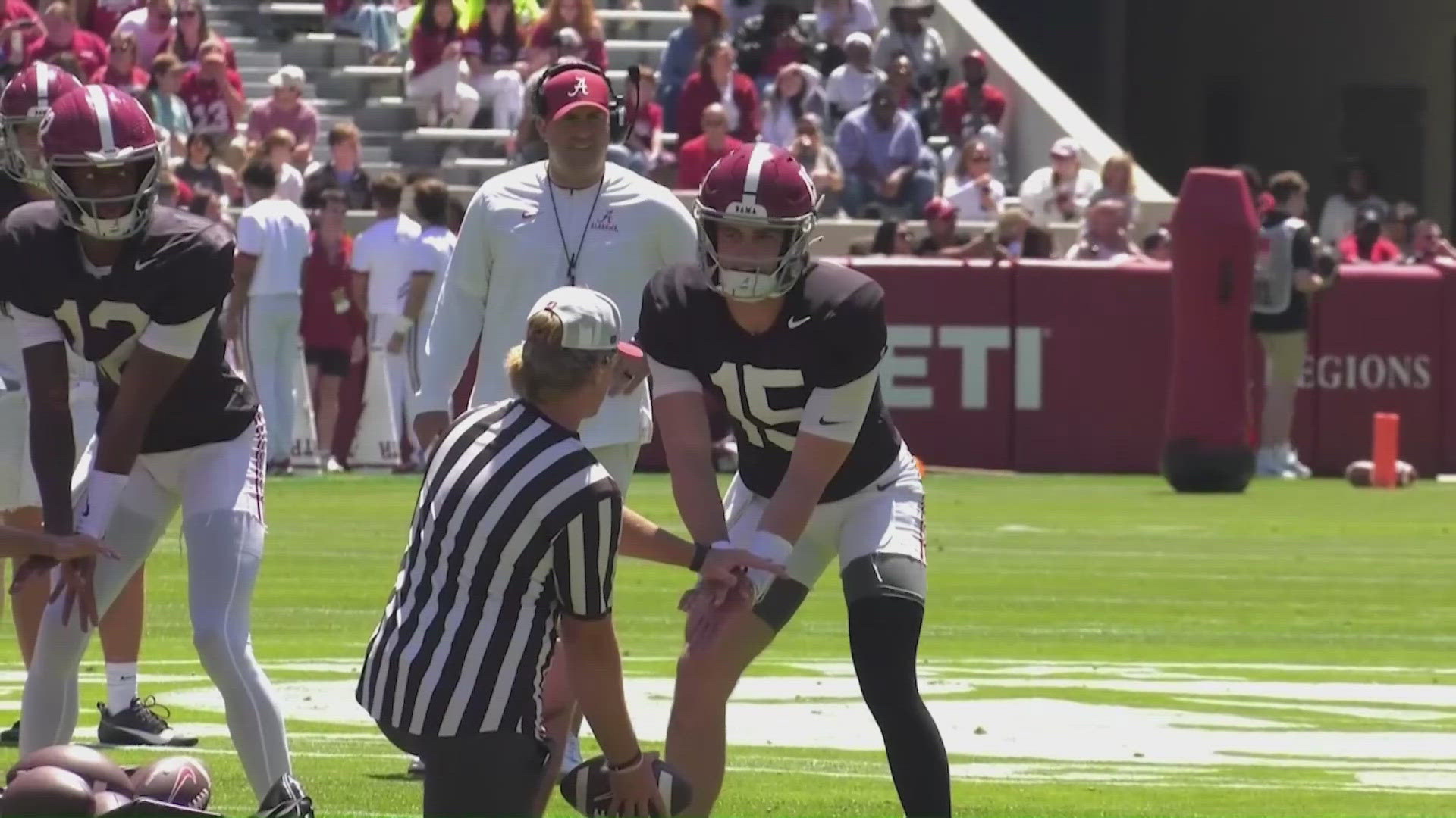Alabama offensive coordinator Ryan Grubb officially informated the media that Ty Simpson will be the starting quarterback for the Crimson Tide. 