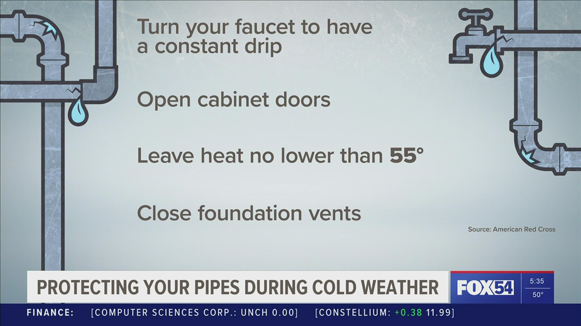 How can you protect your pipes from freezing during extreme cold?