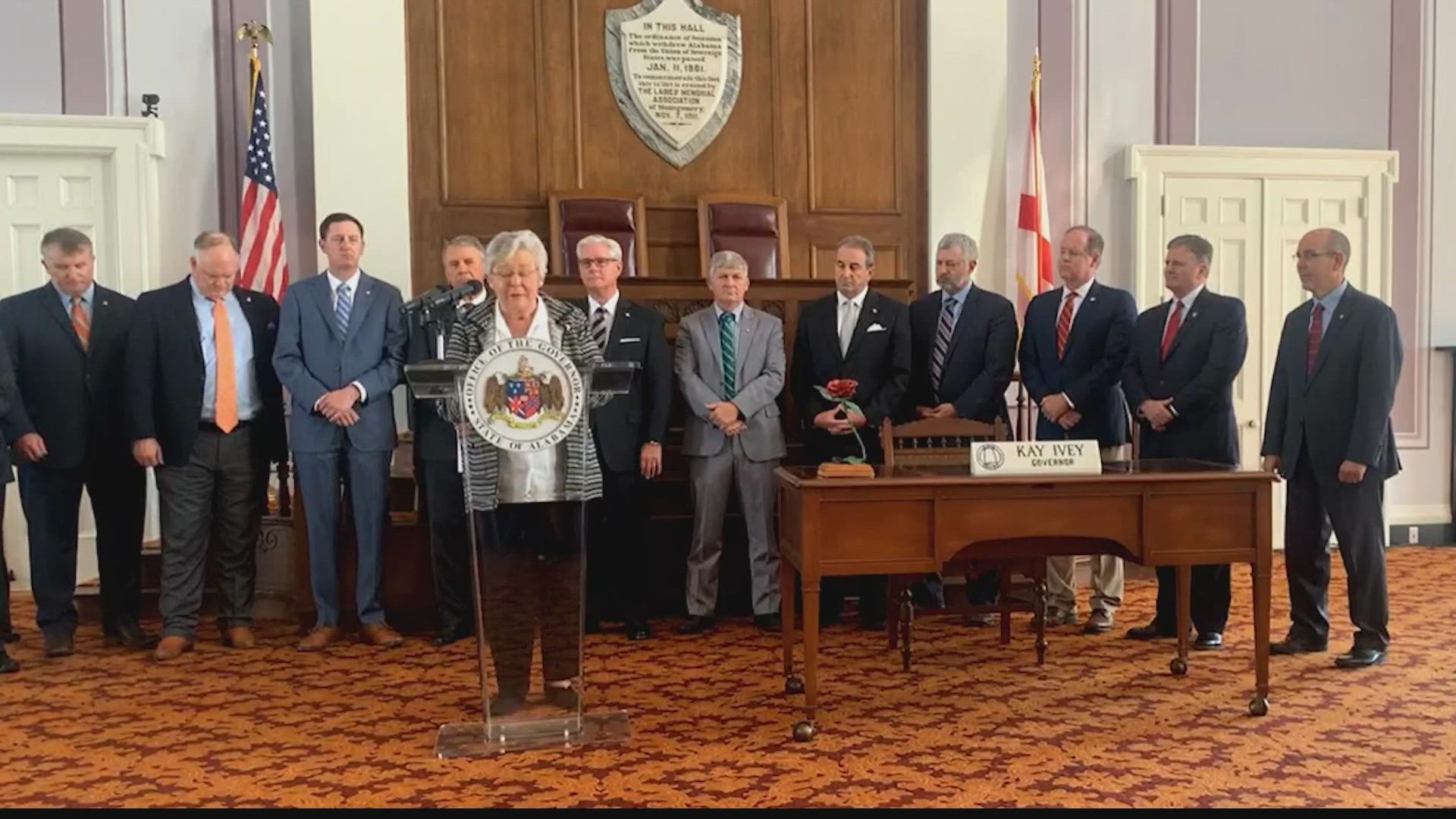 Three bills totaling $1.3 billion for Alabama prisons were signed into law by Governor Kay Ivey.