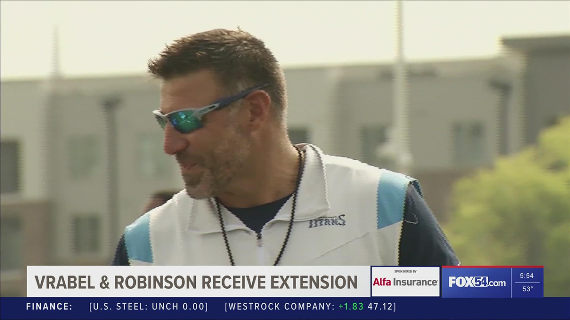 The Tennessee Titans announced Tuesday contract extensions for both Robinson and Vrabel barely two weeks after the season ended.