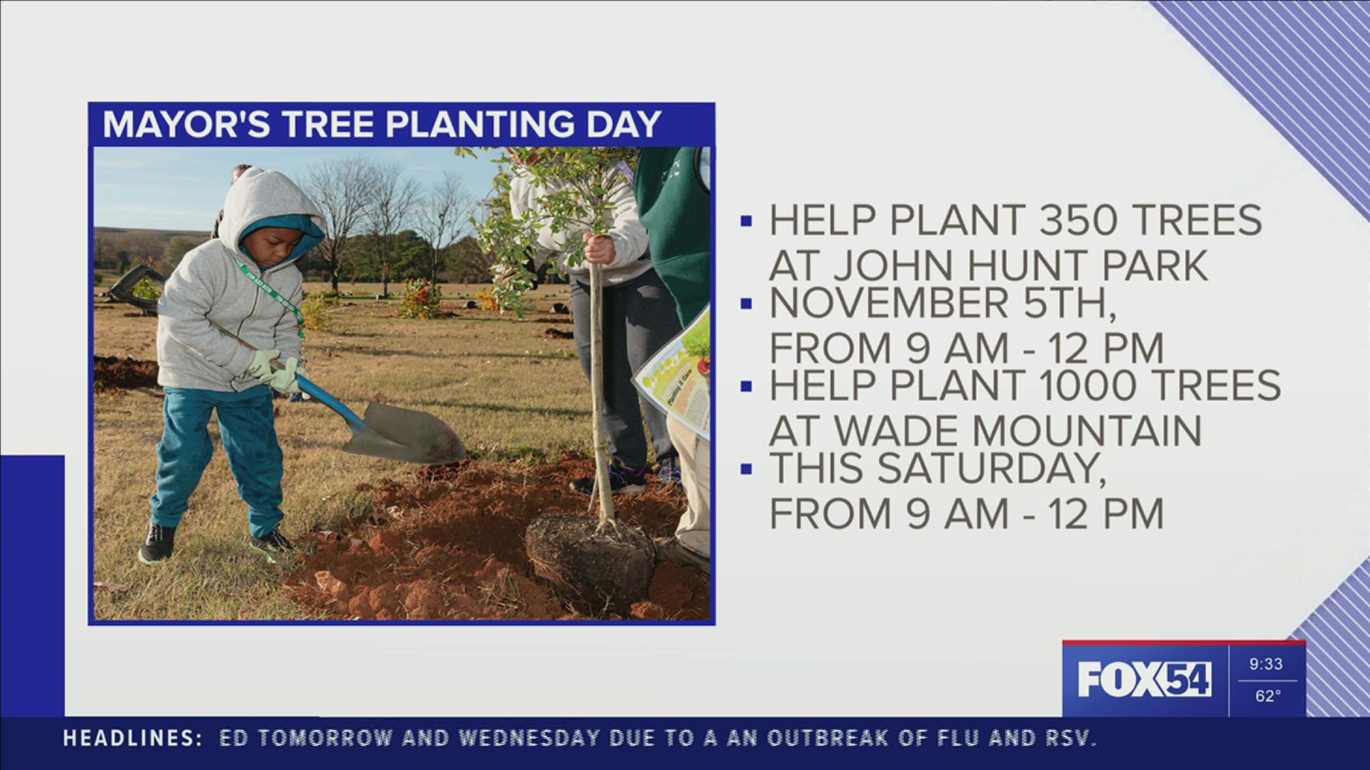 Join Mayor Battle and Huntsville's Green Team to plant 350 trees at John Hunt Park from 9:00am-12:00pm on November 5.