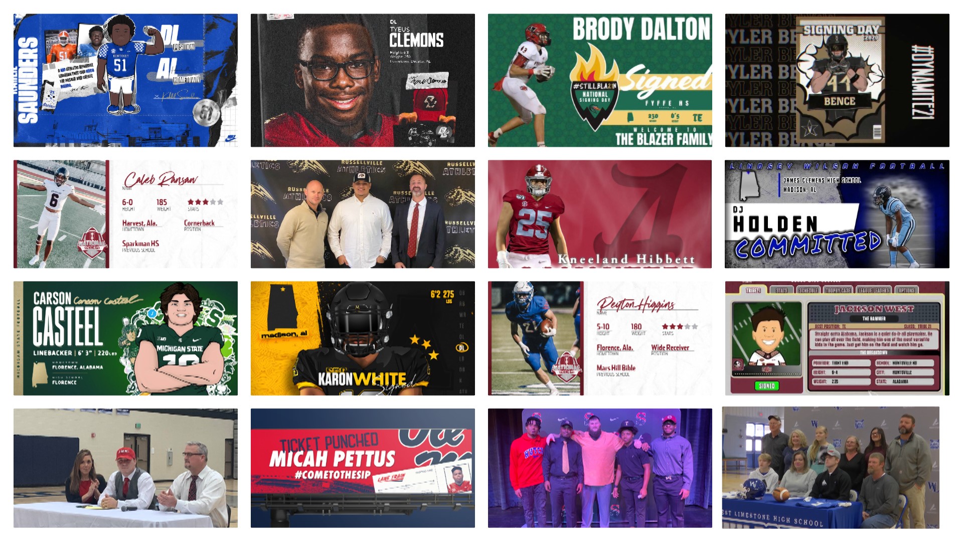 17 high school football players across the Tennessee Valley signed national letters of intent with various college football program during the early signing period.