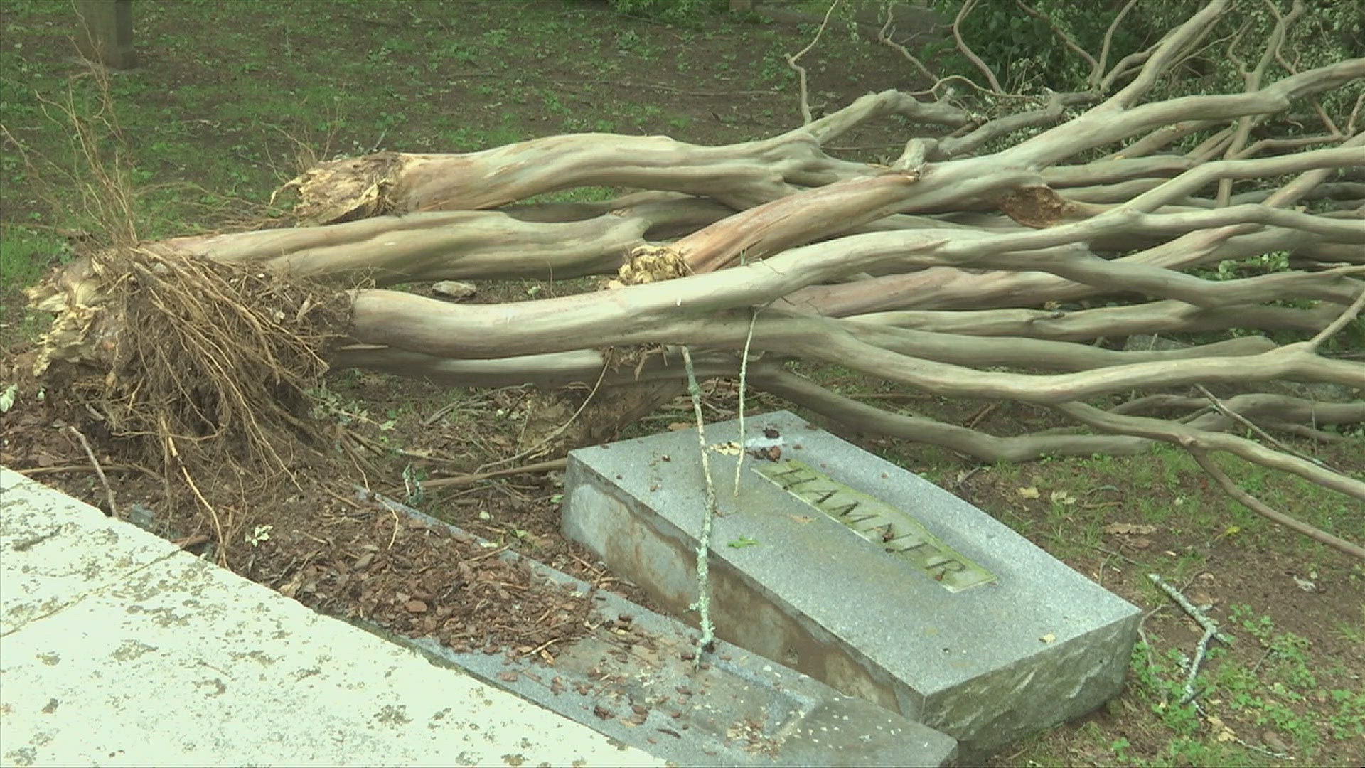 An EF-1 tornado ripped through the Five Points neighborhood on May 8 and left severe damage throughout the historic cemetery.