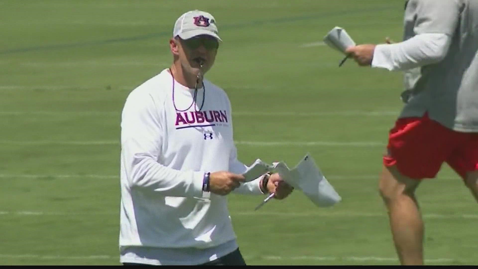 Auburn kicked off preseason practice Friday with veterans working in the morning and newcomers going in the evening, 29 days before the Tigers host Mercer Sept. 3rd