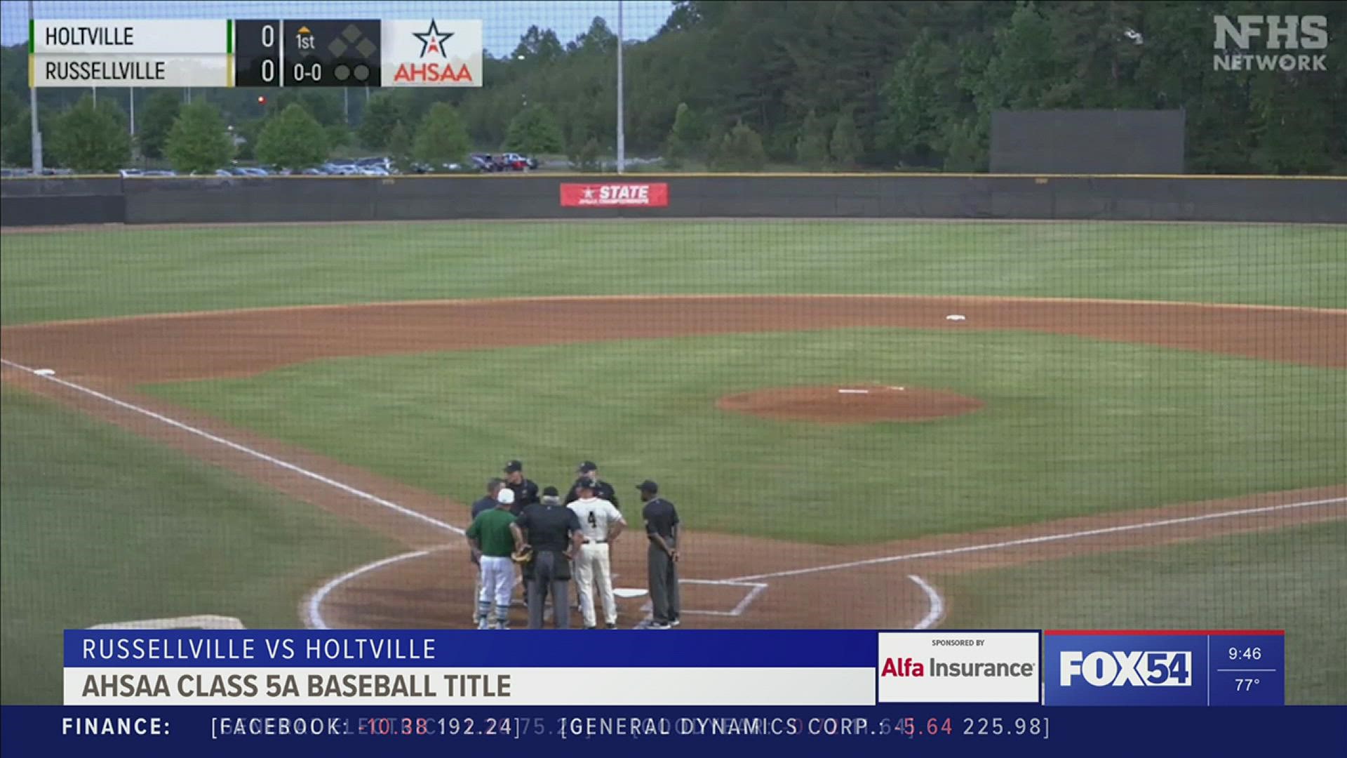 Russellville scores two late inning runs to capture a 2-0 victory against Holtville in the 2022 Class 5A Baseball Championship series.
