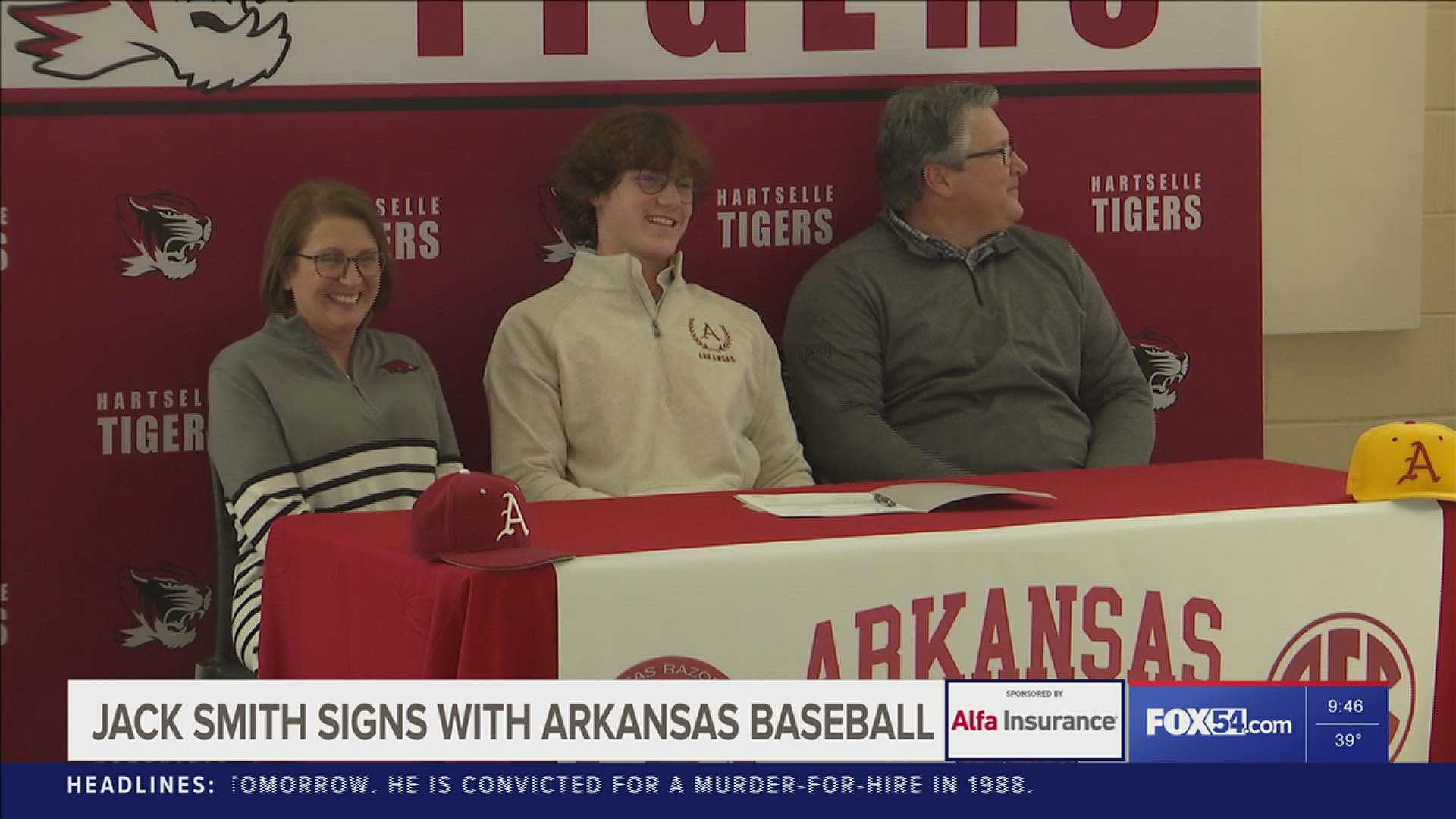 Hartselle pitcher Jack Smith signed a national of intent to play baseball with the Arkansas Razorbacks