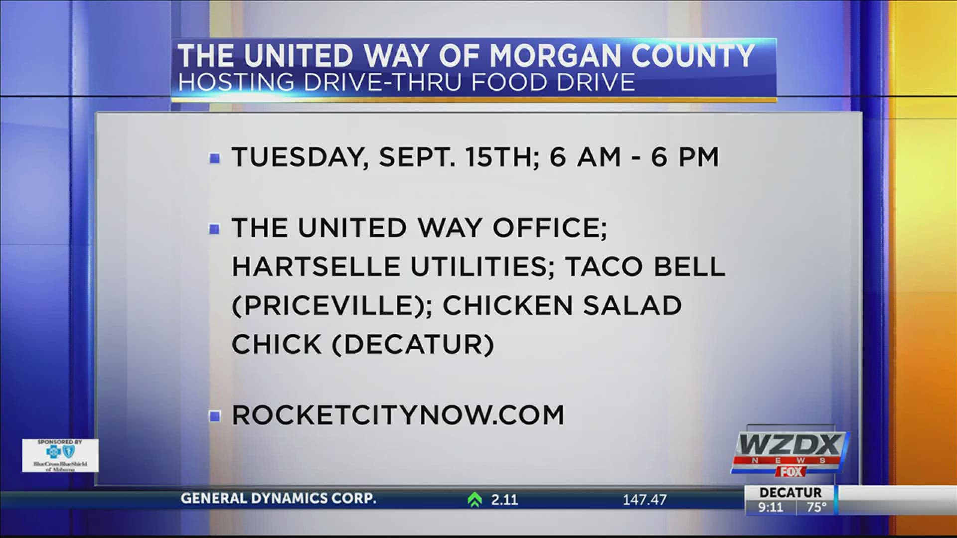 The United Way of Morgan County's Food Drive will help provide meals for those in need.