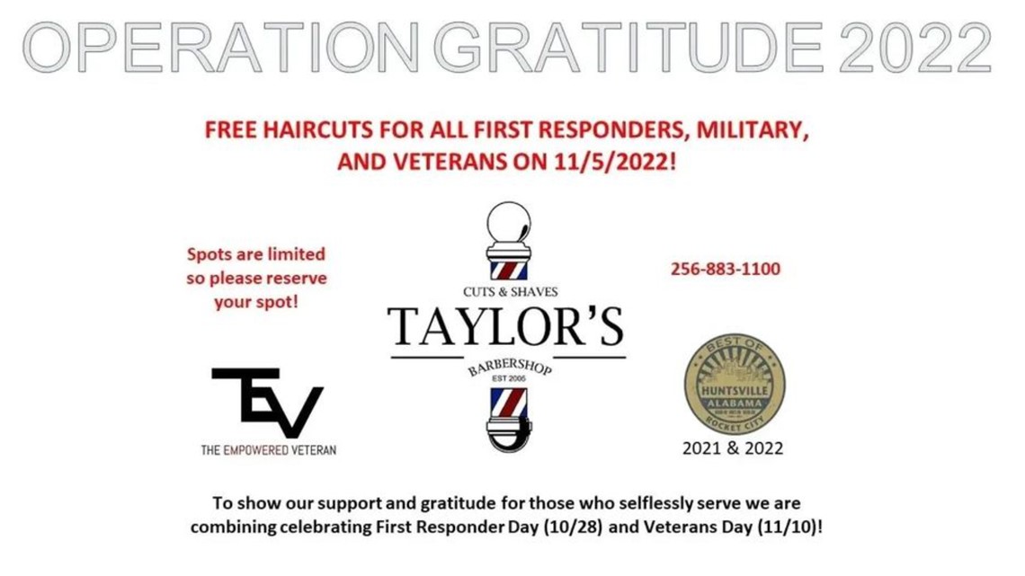 Huntsville offers free haircuts on Nov. 5