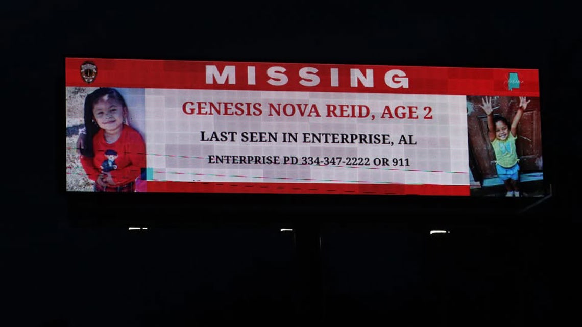 Digital billboards highlight missing Alabama toddler last seen weeks ago; mother jailed