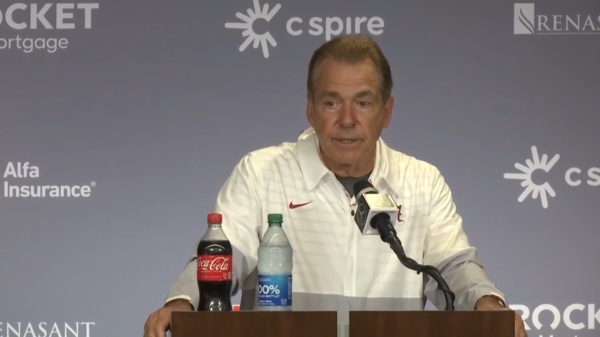 Nick Saban speaks with the press following Saturday's 34-20 win over the Vols.