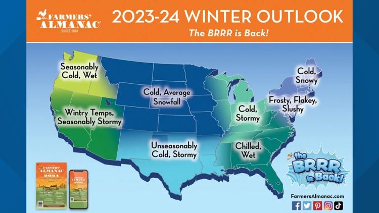Farmers' Almanac predicts a 'frosty flip-flop' for winter with a