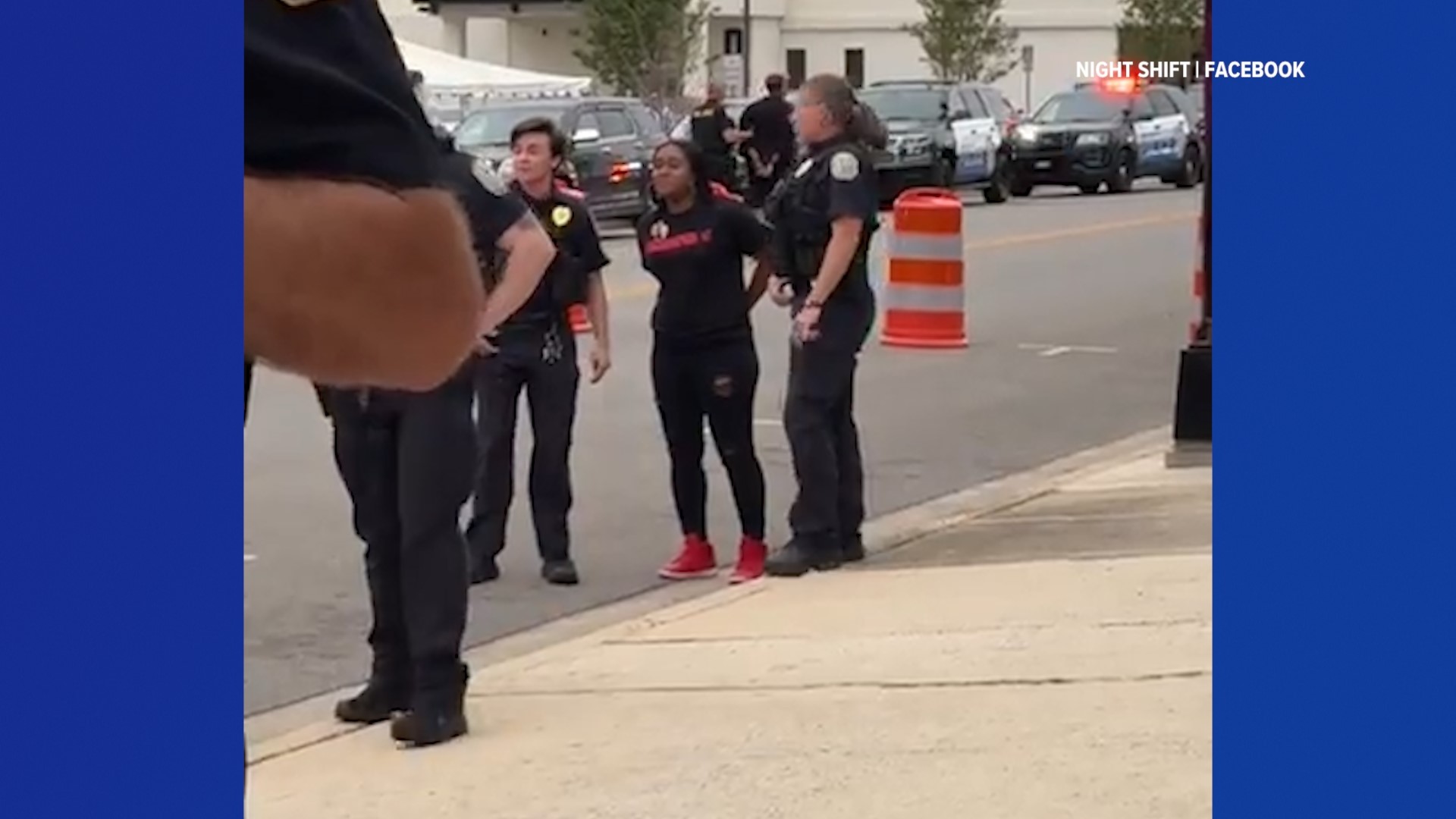 The widow of Steve Perkins was detained while she and others protested against police at Decatur's 3rd Friday street festival. (Night Shift | Facebook)