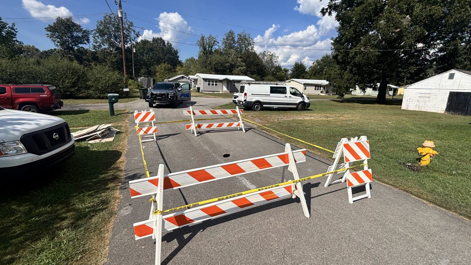 Sinkhole closes part of TE McKinney Circle in Owens Cross Roads; city warns of hazard