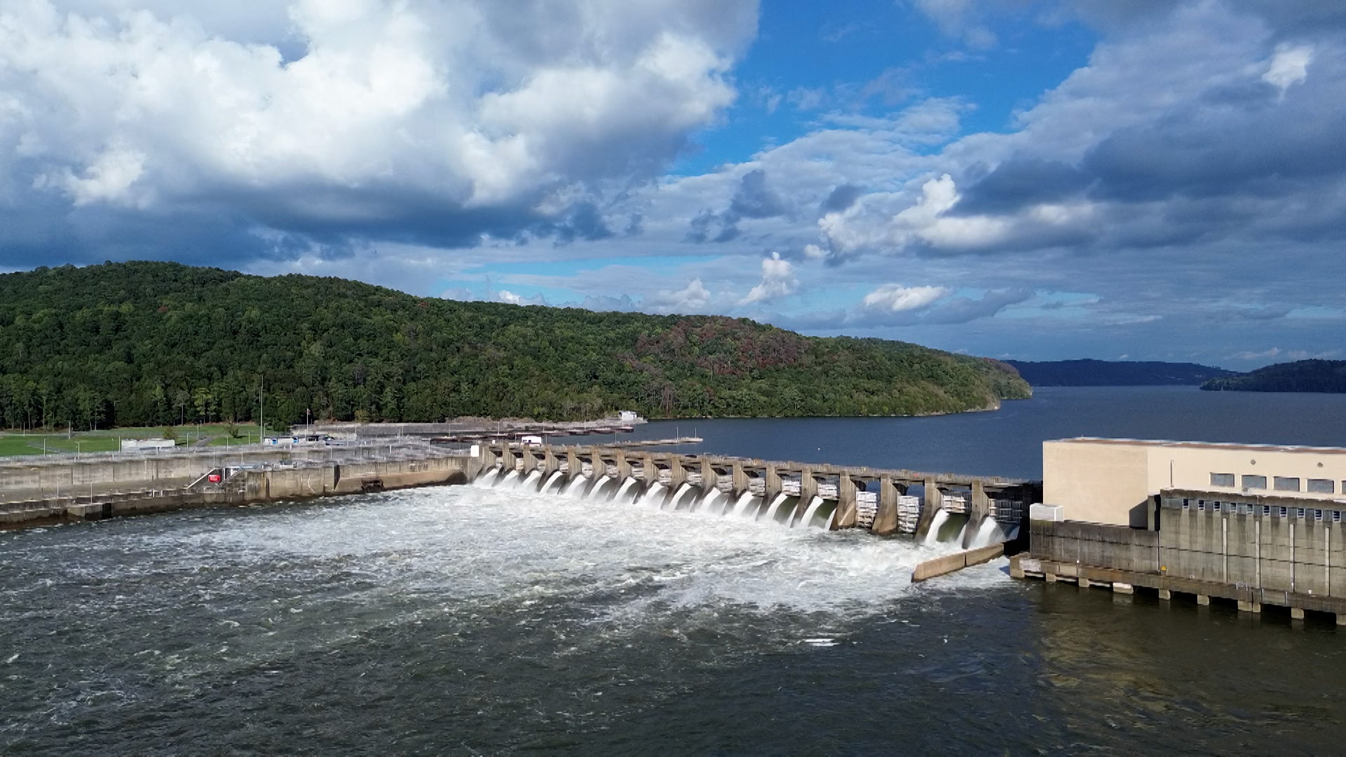 Guntersville Dam spills water to help relieve flood conditions upstream on the Tennessee River