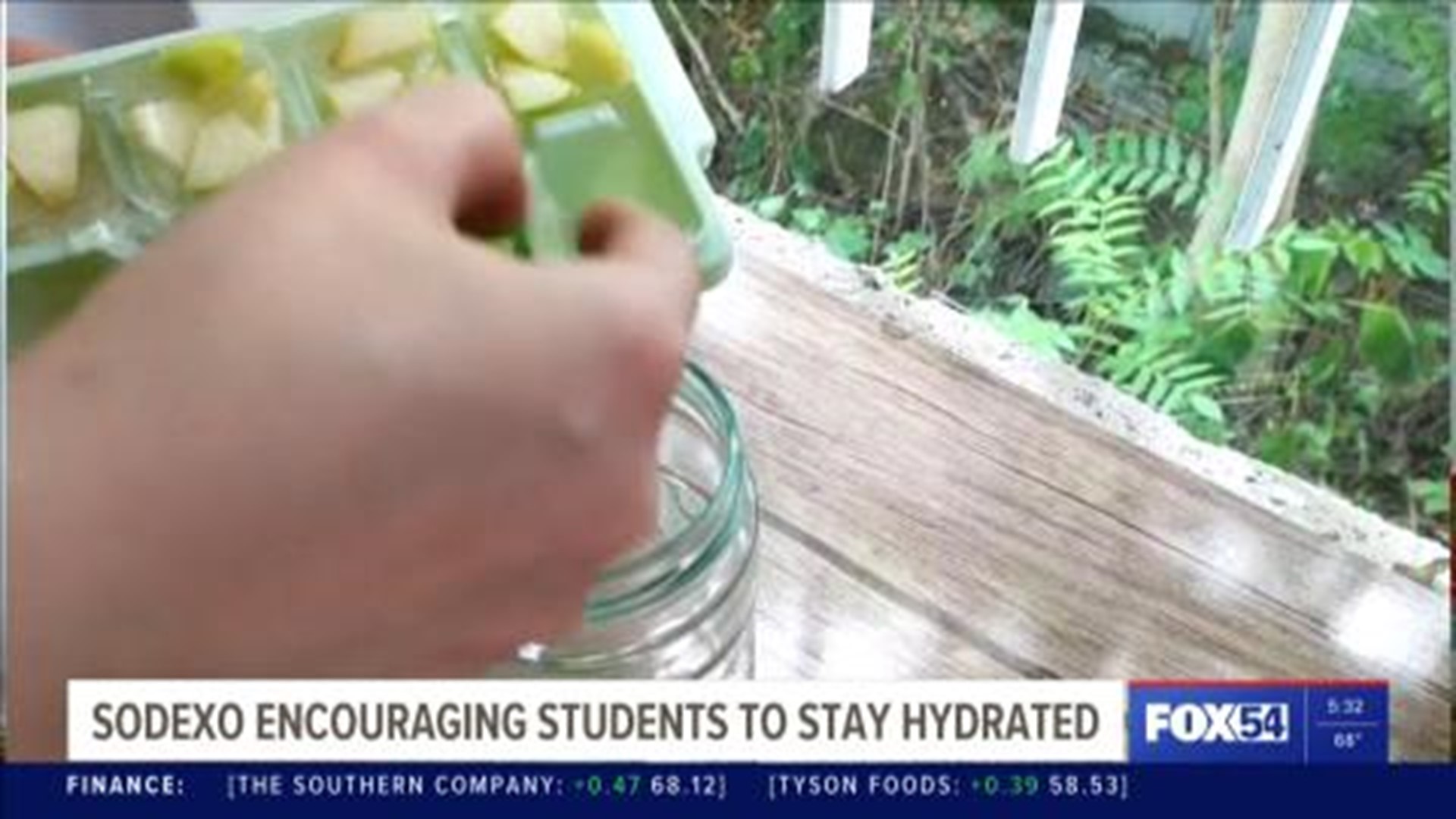 Representatives from Sodexo explain how to change the taste of water, the reason many kids say they don't drink it.