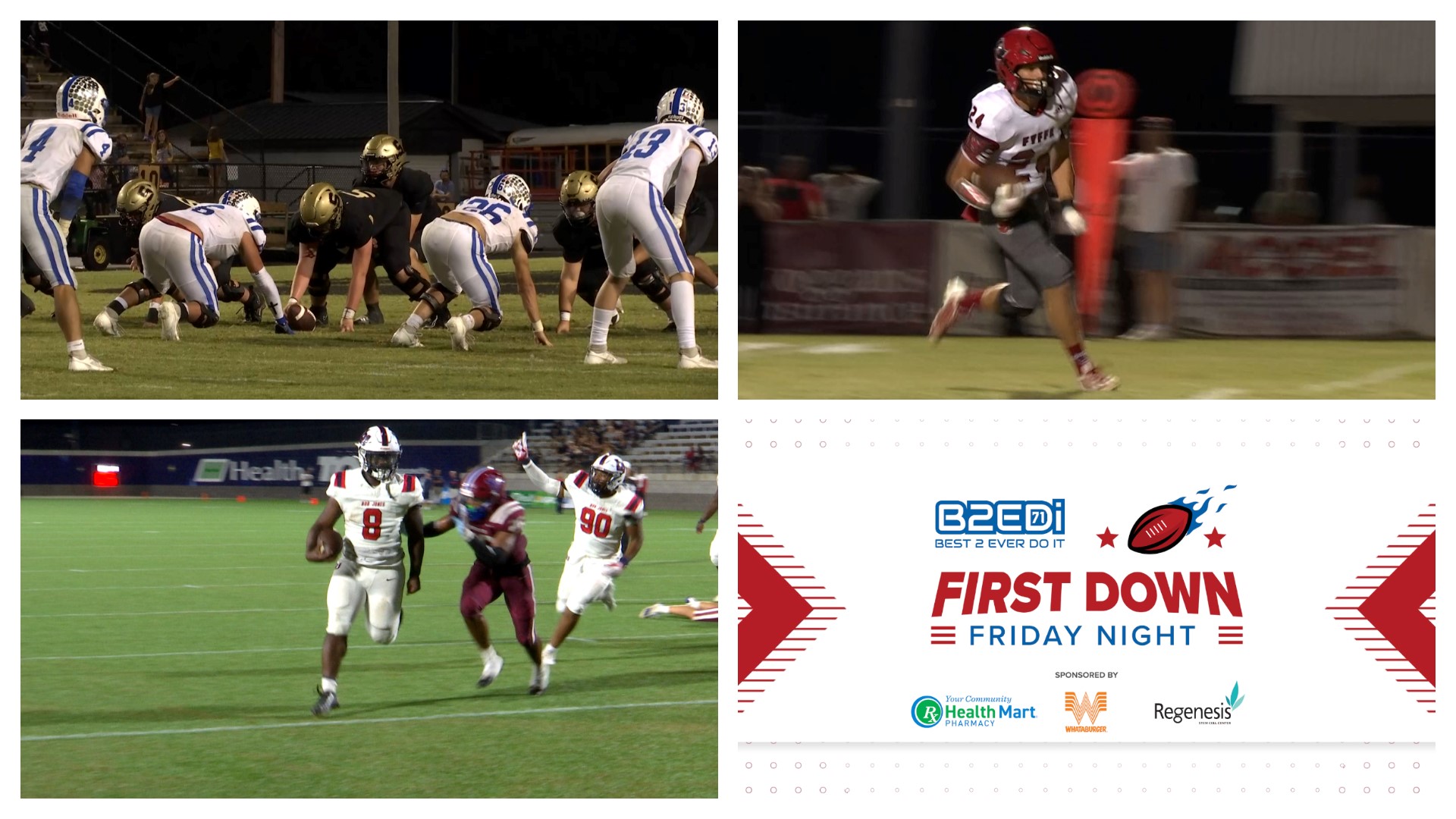 The top spot in several regions were on the line as many teams looked to remain unbeaten. See highlights and scores on B2EDi's First Down Friday Night of Week 4.