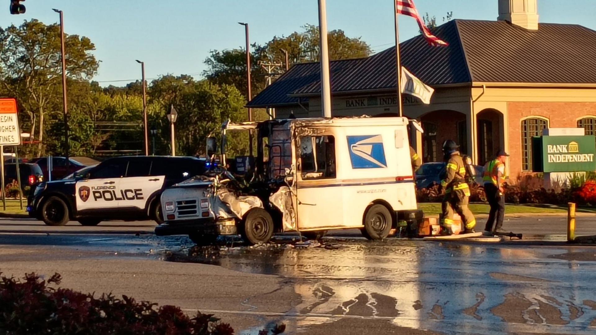 USPS truck catches fire after crash in Florence | rocketcitynow.com