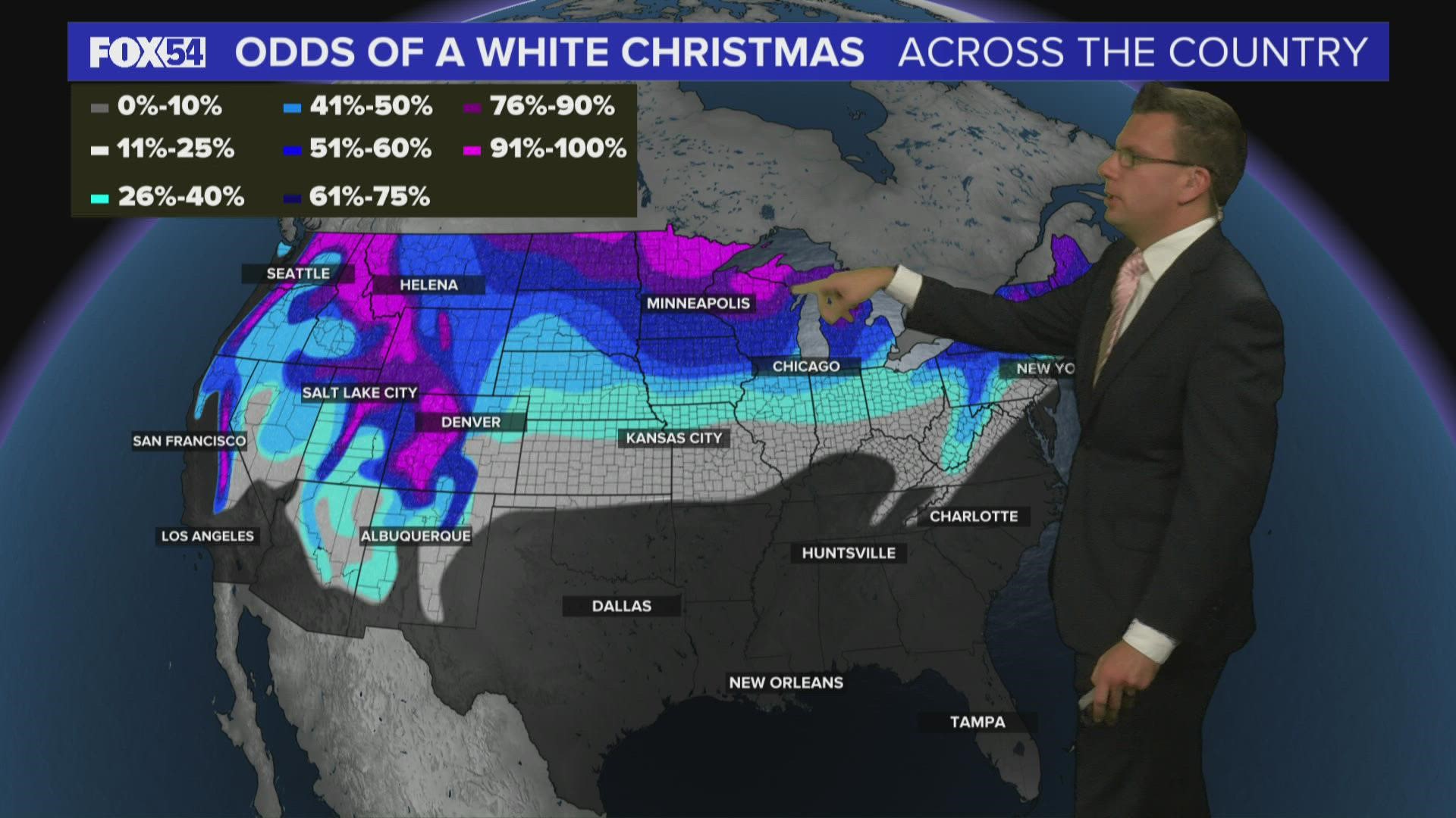 Are chances of  a White Christmas are small, but not zero.