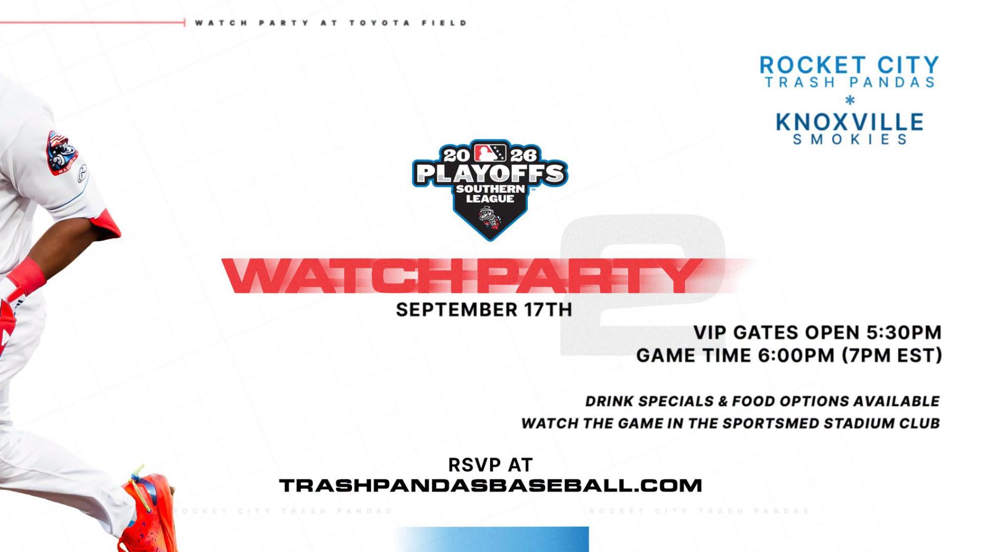 Trash Pandas host free playoff watch party at Toyota Field