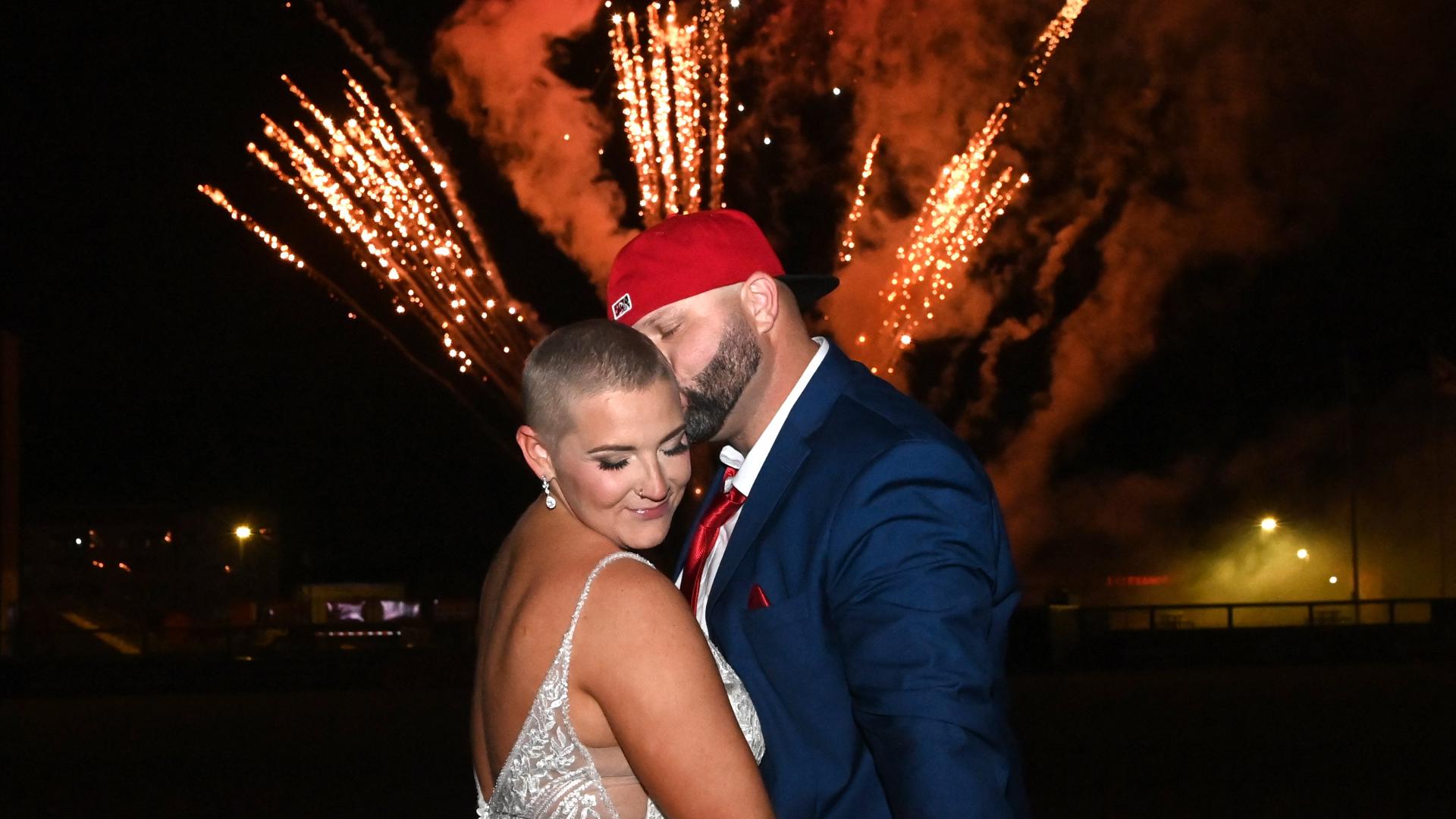 David and Katie Borden were selected to win a lavish wedding held during Saturday's Trash Pandas vs. Tennessee Smokies game.