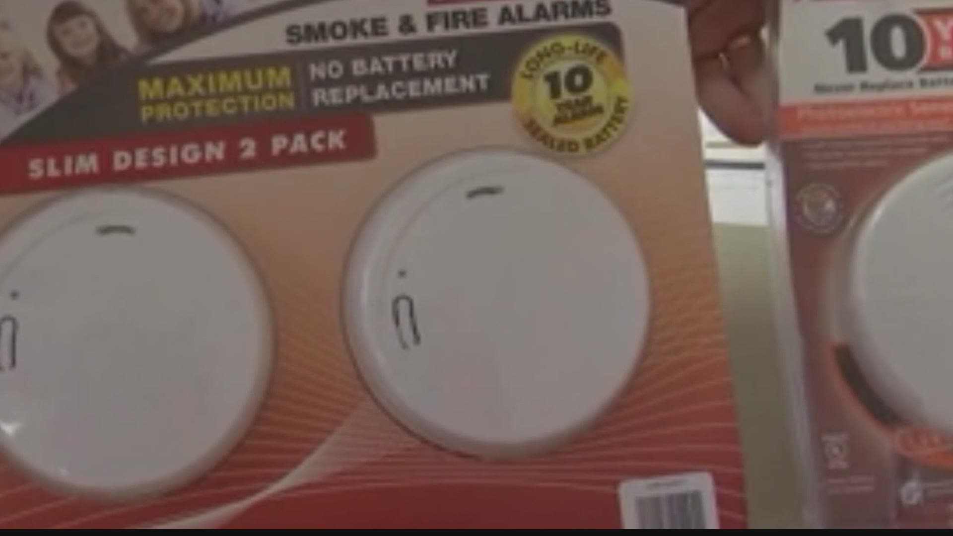 Firefighters recommend when it's time to replace a smoke detector to purchase one with a 10-year battery.